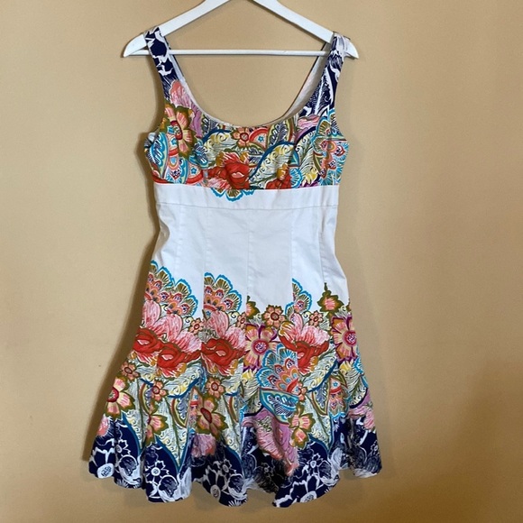 #026 Nine West Floral OnSummer Sleeveless Empire Dress Size 8 - Picture 2 of 11